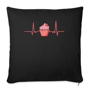 Heartbeat Cup Cake For Bakers Or Baking Fans - Sofa pillowcase 17,3'' x 17,3'' (45 x 45 cm) - black - Front