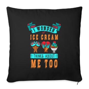 Je me demande si Ice Cream for Frozen et moi - Housse de coussin décorative 45 x 45 cm - noir - Devant