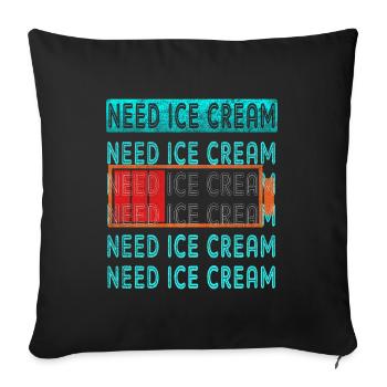 Besoin de crème glacée pour frozen sweet fan - Housse de coussin décorative 45 x 45 cm - noir - Devant