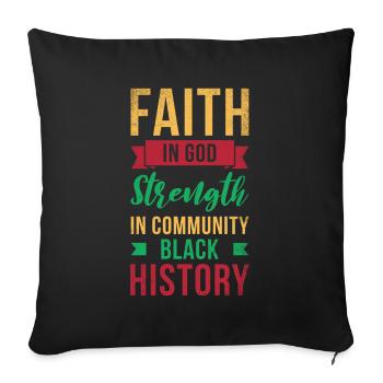 Foi en Dieu, force dans la communauté, - Housse de coussin décorative 45 x 45 cm - noir - Devant