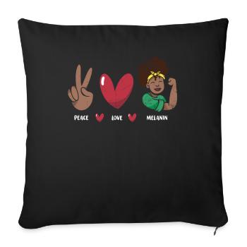 Peace Love Melanin For Proud African Americans - Sofa pillowcase 17,3'' x 17,3'' (45 x 45 cm) - black - Front