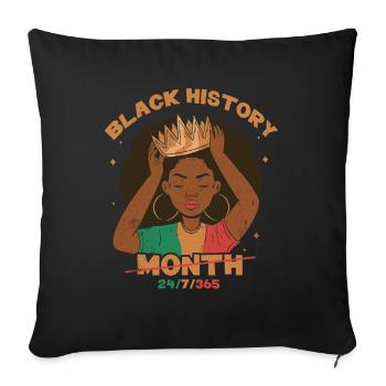 Mois de l’histoire des Noirs 24/7/365 pour Pride African - Housse de coussin décorative 45 x 45 cm - noir - Devant