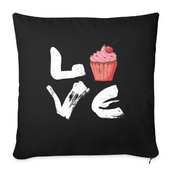 Gâteau d’amour pour les boulangers ou les amateurs de pâtisserie - Housse de coussin décorative 45 x 45 cm - noir - Devant