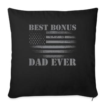 Meilleur père bonus de tous les temps, papa, père, - Housse de coussin décorative 45 x 45 cm - noir - Devant