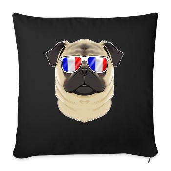 Pug France Sunglasses I French Flag - Sofa pillowcase 17,3'' x 17,3'' (45 x 45 cm) - black - Front