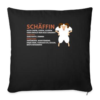 Schäffin Schaf Design mit Wortwitz, Schaf - Sofakissenbezug 45 x 45 cm - Schwarz - Vorne