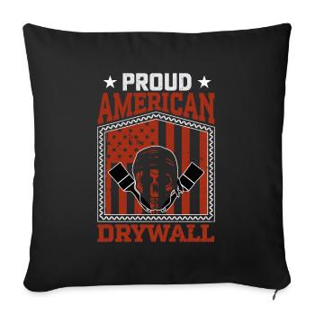 Fier design américain de finition de cloisons sèches - Housse de coussin décorative 45 x 45 cm - noir - Devant