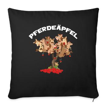 Pferdeäpfel mit Ponys am Baum, Pferde - Sofakissenbezug 45 x 45 cm - Schwarz - Vorne