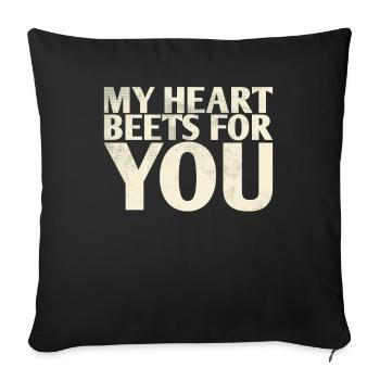 Mes betteraves de cœur pour vous Conception de mariage pour la mariée - Housse de coussin décorative 45 x 45 cm - noir - Devant