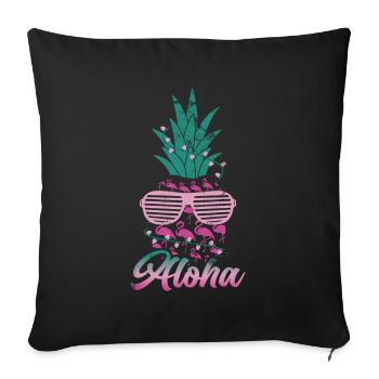 Aloha, Ananas, Et, Flamant rose, Design, Pour, Plage - Housse de coussin décorative 45 x 45 cm - noir - Devant