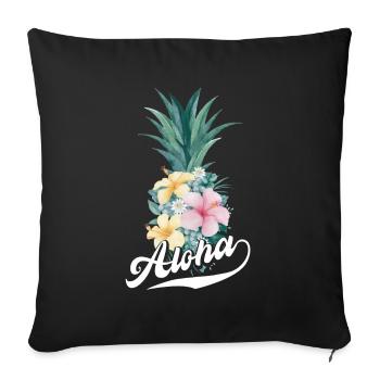 Aloha pineapple flower design For beach lovers - Sofa pillowcase 17,3'' x 17,3'' (45 x 45 cm) - black - Front