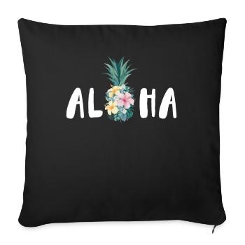 Aloha Pineapple Flower Design pour les amoureux de la plage - Housse de coussin décorative 45 x 45 cm - noir - Devant