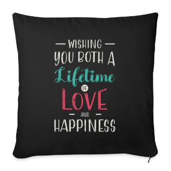 Je vous souhaite à tous les deux une vie d’amour pour - Housse de coussin décorative 45 x 45 cm - noir - Devant