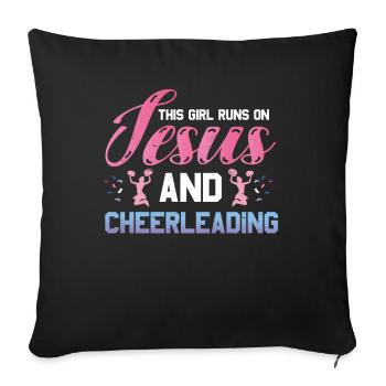 This girl runs on Jesus and cheers the - Sofa pillowcase 17,3'' x 17,3'' (45 x 45 cm) - black - Front