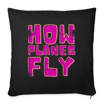 How Airplanes Fly Design for Pilots - Sofa pillowcase 17,3'' x 17,3'' (45 x 45 cm) - black - Front