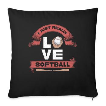 I love softball design for baseball - Sofa pillowcase 17,3'' x 17,3'' (45 x 45 cm) - black - Front