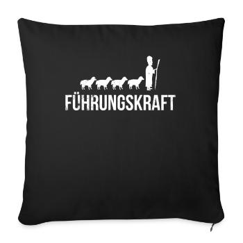 Führungskraft. Design mit Schafen und Schäfer - Sofakissenbezug 45 x 45 cm - Schwarz - Vorne