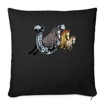 horseshoe horse design for female riders, - Sofa pillowcase 17,3'' x 17,3'' (45 x 45 cm) - black - Front