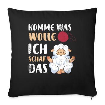 Schäffchen Wortspiel, Schafe - Sofakissenbezug 45 x 45 cm - Schwarz - Vorne