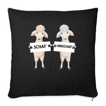 Schaf, Unschaf, Gestochen Schaf, Wortspiel - Sofakissenbezug 45 x 45 cm - Schwarz - Vorne