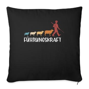 Führungskraft. Design mit Schafen und Schäfer - Sofakissenbezug 45 x 45 cm - Schwarz - Vorne