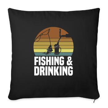 Fish Hooks Fish Funny Poles - Sofa pillowcase 17,3'' x 17,3'' (45 x 45 cm) - black - Front