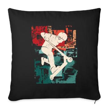 Stunt Scooter Tricks Vintage Kick Scooter - Sofa pillowcase 17,3'' x 17,3'' (45 x 45 cm) - black - Front