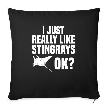 Stingrays Manta Rays Ocean - Sofa pillowcase 17,3'' x 17,3'' (45 x 45 cm) - black - Front
