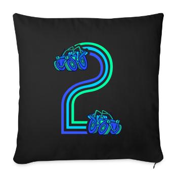 2ème anniversaire voiture de course 2 ans voiture de course - Housse de coussin décorative 45 x 45 cm - noir - Devant