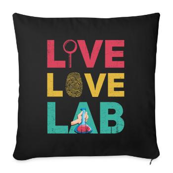 Live Love Lab, Investigator - Sofa pillowcase 17,3'' x 17,3'' (45 x 45 cm) - black - Front