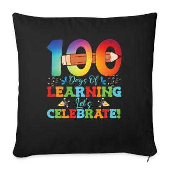 100 jours d’apprentissage Célébrons - Housse de coussin décorative 45 x 45 cm - noir - Devant