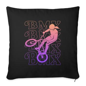 Vintage BMX Stunts Bike Kinder Fahrrad BMX Mädchen - Sofakissenbezug 45 x 45 cm - Schwarz - Vorne