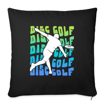 Disc Golf Disc Vintage Disc Golf Disc Golfer - Sofa pillowcase 17,3'' x 17,3'' (45 x 45 cm) - black - Front