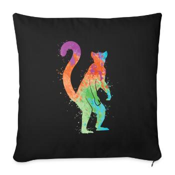 Lemurs, Ring-tailed Lemur, Zoo Animal, Girls, Women, Children, Lemur - Sofa pillowcase 17,3'' x 17,3'' (45 x 45 cm) - black - Front