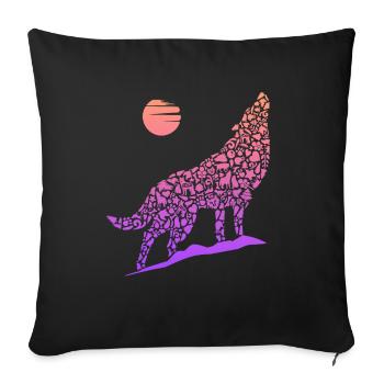 Howling Wolf Wolf Silhouette Kids Women Wolves - Sofa pillowcase 17,3'' x 17,3'' (45 x 45 cm) - black - Front