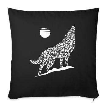 Heulender Wolf Wolfssilhouette Kinder Wölfe - Sofakissenbezug 45 x 45 cm - Schwarz - Vorne