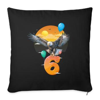 Bald eagle design for sixth birthday - Sofa pillowcase 17,3'' x 17,3'' (45 x 45 cm) - black - Front
