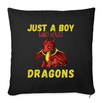 Just A Boy Who Loves Dragons - Sofakissenbezug 45 x 45 cm - Schwarz - Vorne