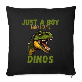 Just A Boy Who Loves Dinos - Sofakissenbezug 45 x 45 cm - Schwarz - Vorne