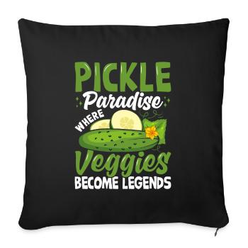 Paradis des cornichons - cadeau de concombre - Housse de coussin décorative 45 x 45 cm - noir - Devant