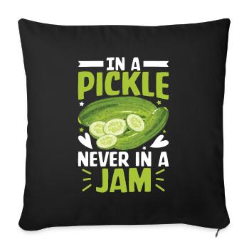 Dans un cornichon jamais dans une confiture - concombre Tshirt - Housse de coussin décorative 45 x 45 cm - noir - Devant