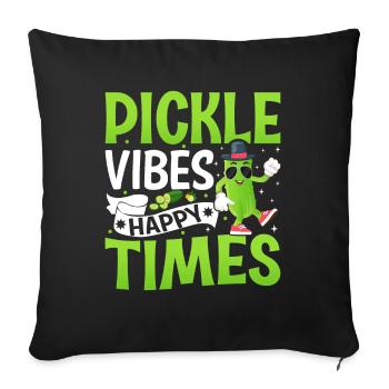 Pickle vibes happy times - Concombre Tshirt - Housse de coussin décorative 45 x 45 cm - noir - Devant