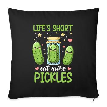 Mangez plus de concombres - Cadeaux de concombre - Housse de coussin décorative 45 x 45 cm - noir - Devant