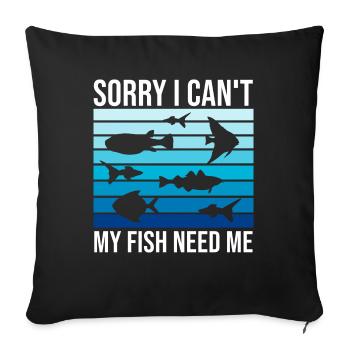 Drôle d’amateur d’aquarium disant citation du propriétaire de l’aquarium - Housse de coussin décorative 45 x 45 cm - noir - Devant