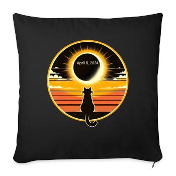 Chat Solaire 8 Avril 2024 Eclipse Coucher de soleil - Housse de coussin décorative 45 x 45 cm - noir - Devant