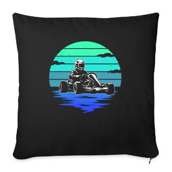 Kart Racing Kart Karts Hommes Enfants Go-Kart - Housse de coussin décorative 45 x 45 cm - noir - Devant