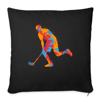 Floorball Indoor Bandy Colorful Boys Kids Floorball - Sofa pillowcase 17,3'' x 17,3'' (45 x 45 cm) - black - Front