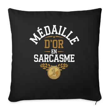 Médaille d'or en sarcasme - Housse de coussin décorative 45 x 45 cm - noir - Devant