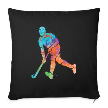 Joueurs de hockey Hockey sur gazon Enfants Hockey Garçons - Housse de coussin décorative 45 x 45 cm - noir - Devant