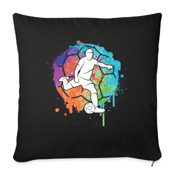 Football Joueurs de football Filles Joueurs de football Garçons - Housse de coussin décorative 45 x 45 cm - noir - Devant